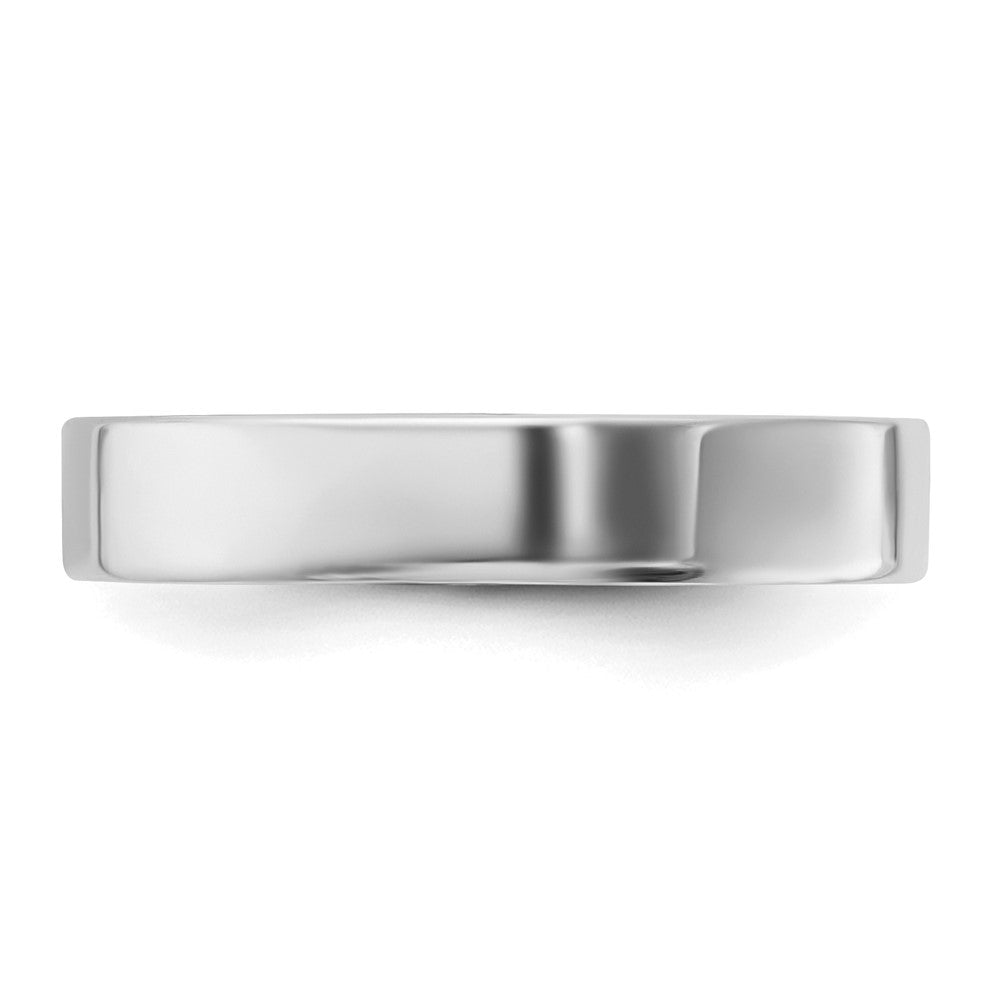 Sterling Silver Rhodium-plated 4mm Flat Size 7.5 Band