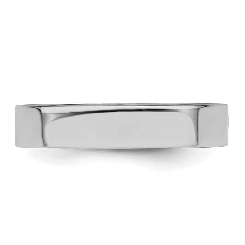 Sterling Silver Rhodium-plated 4mm Flat Size 7.5 Band