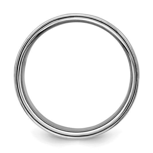 Sterling Silver Rhodium-plated 10mm Flat Size 7 Band