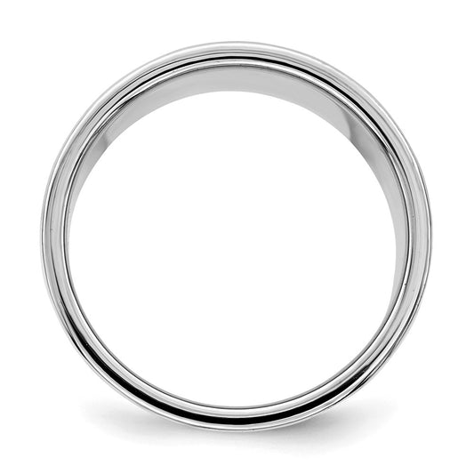 Sterling Silver Rhodium-plated 12mm Flat Size 8 Band