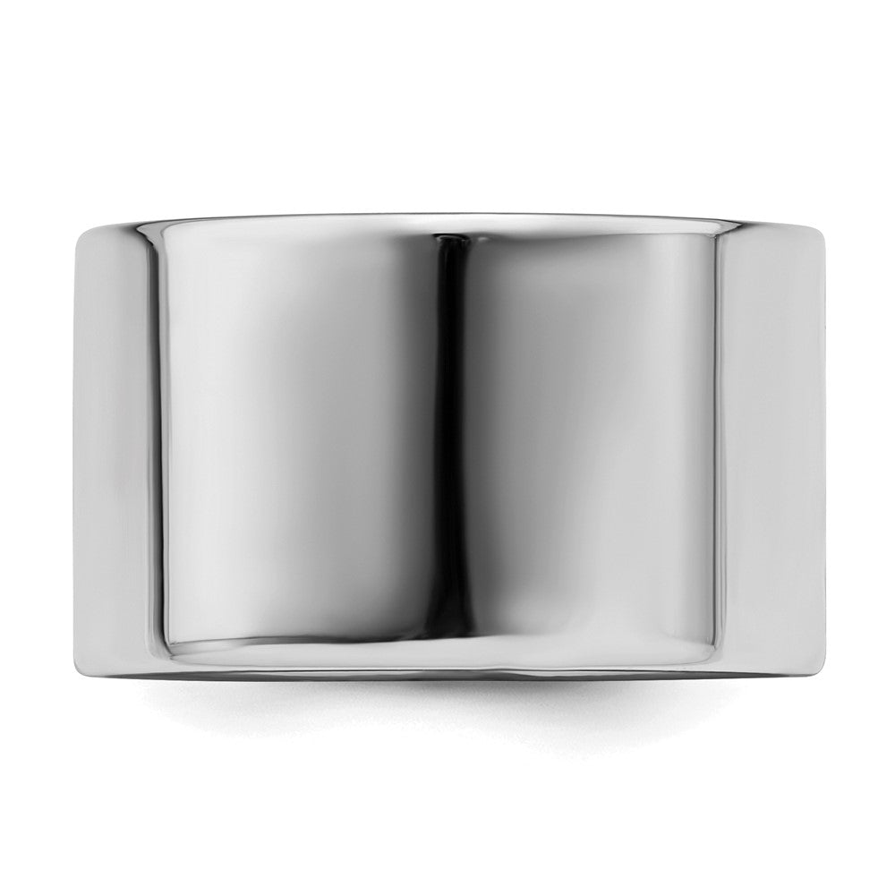 Sterling Silver Rhodium-plated 12mm Flat Size 7 Band