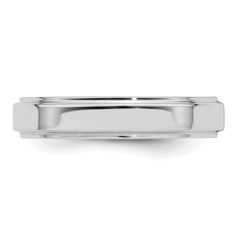 Sterling Silver Rhodium-plated 4mm Flat w/ Step Edge Size 7 Band