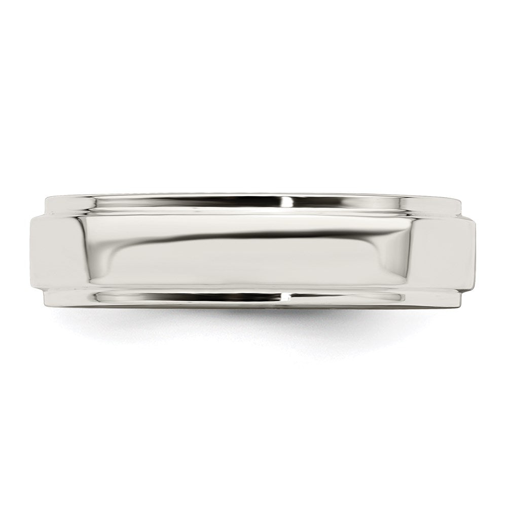 Sterling Silver 5mm Flat with Step Edge Size 7.5 Band