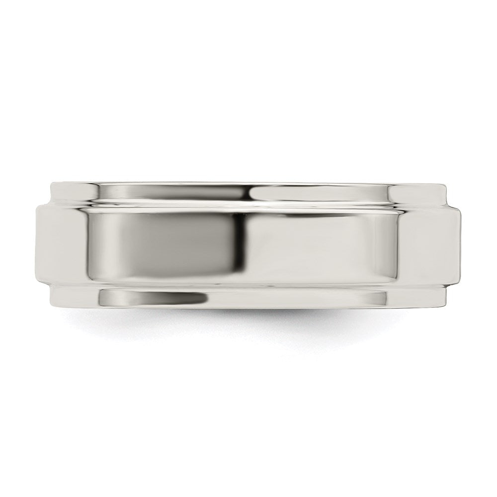 Sterling Silver 6mm Flat with Step Edge Size 6.5 Band