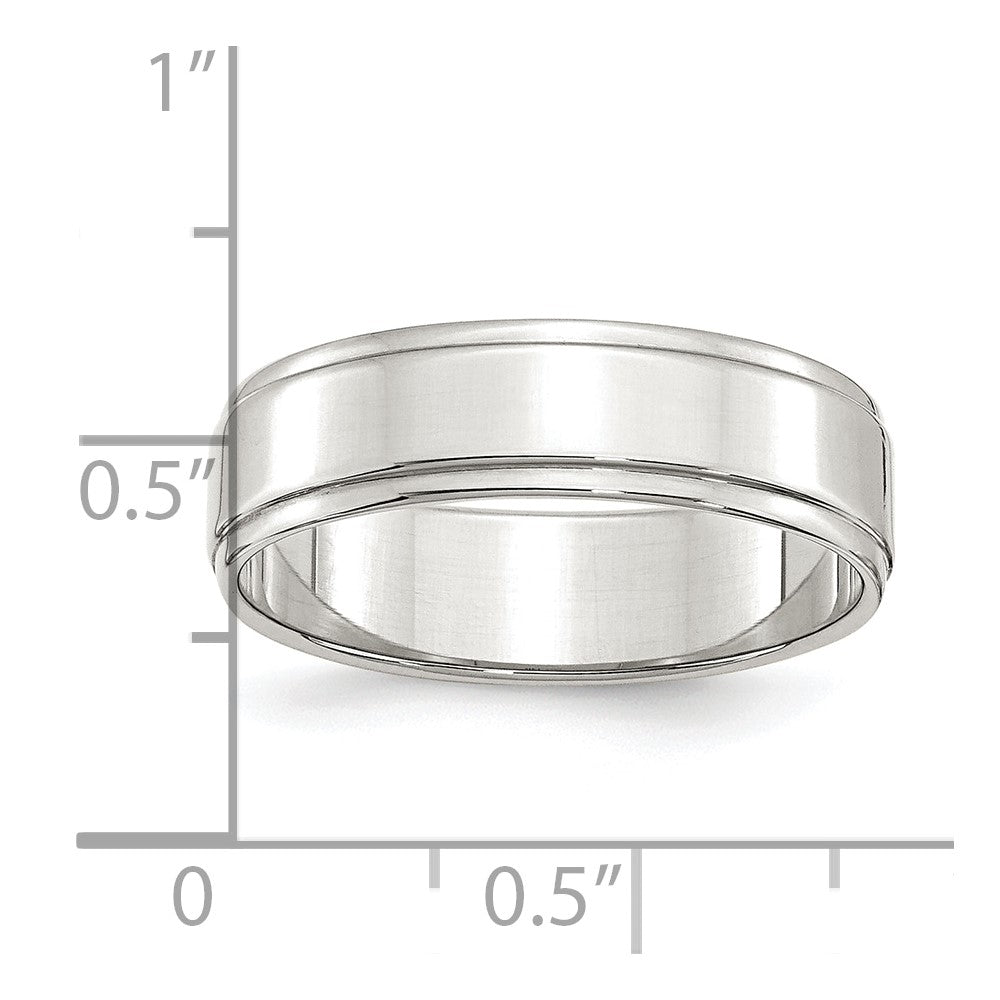 Sterling Silver 6mm Flat with Step Edge Size 6.5 Band