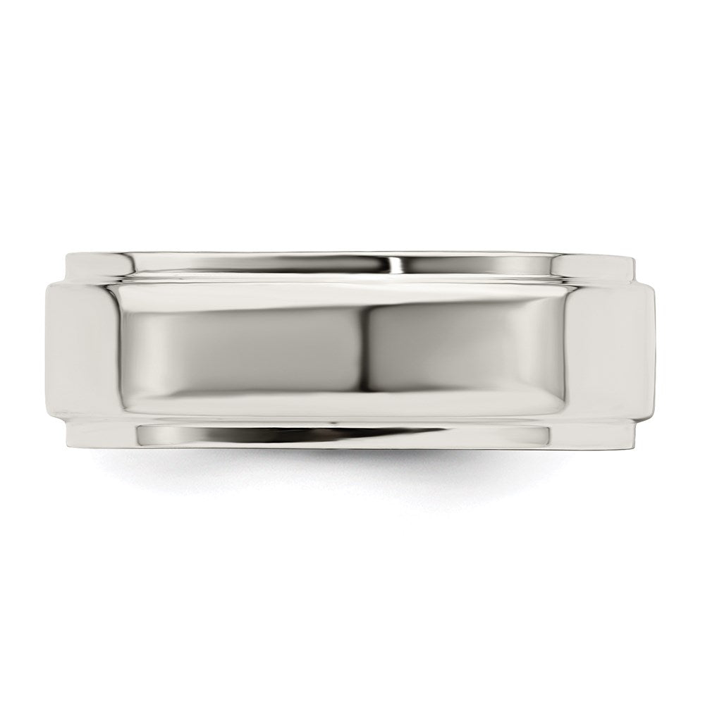 Sterling Silver 7mm Flat with Step Edge Size 9.5 Band