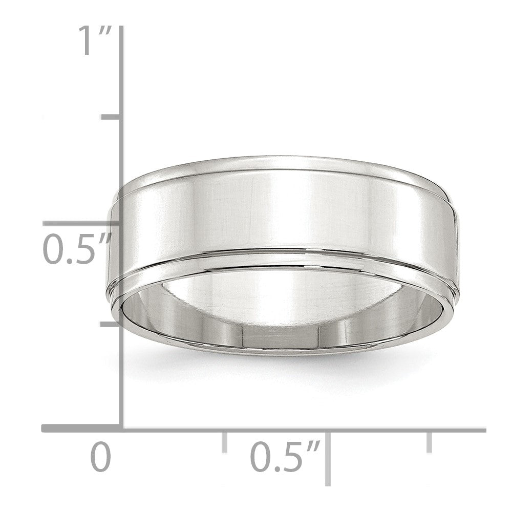 Sterling Silver 7mm Flat with Step Edge Size 9.5 Band