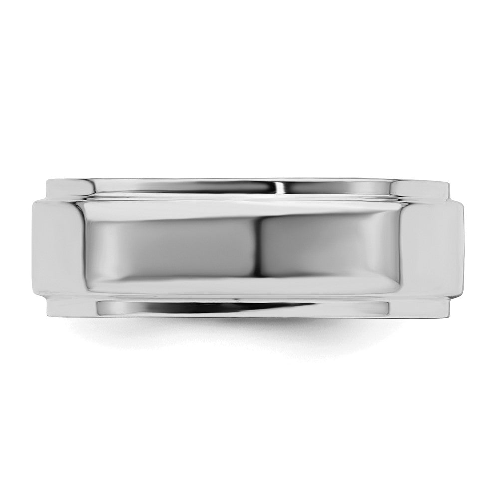 Sterling Silver Rhodium-plated 7mm Flat w/ Step Edge Size 9 Band