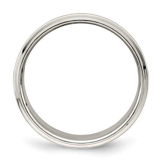 Sterling Silver 8mm Flat with Step Edge Size 8 Band
