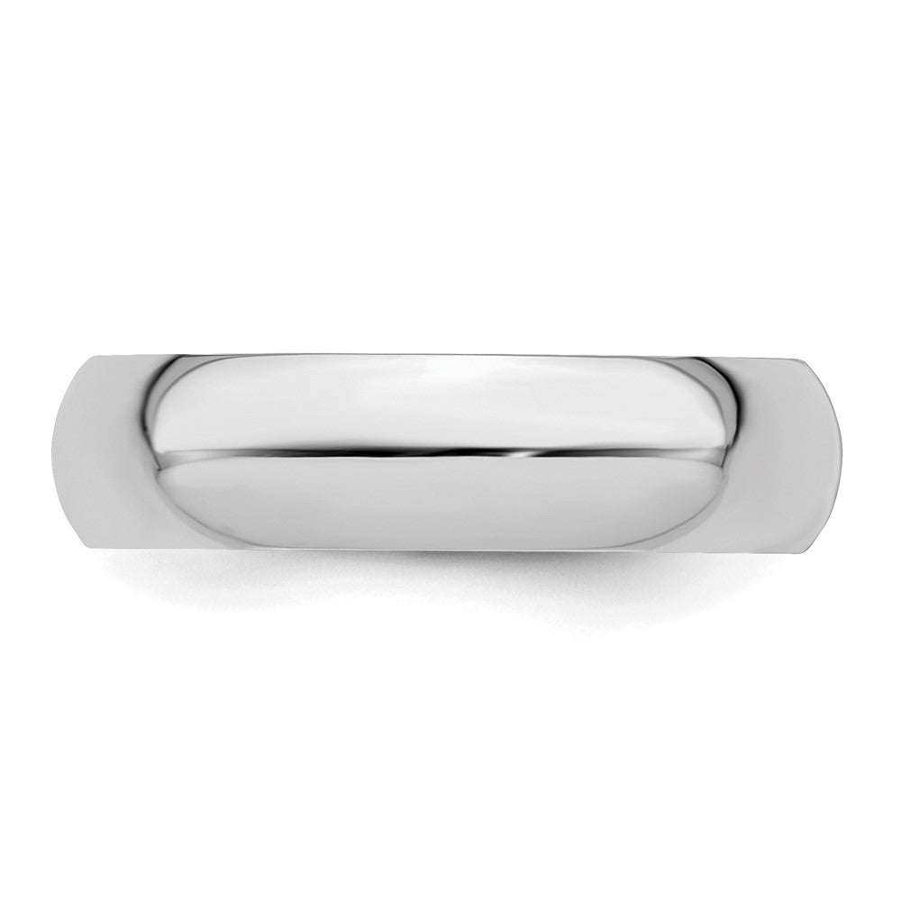 Sterling Silver Rhodium-plated 5mm Half-Round Size 9.5 Band