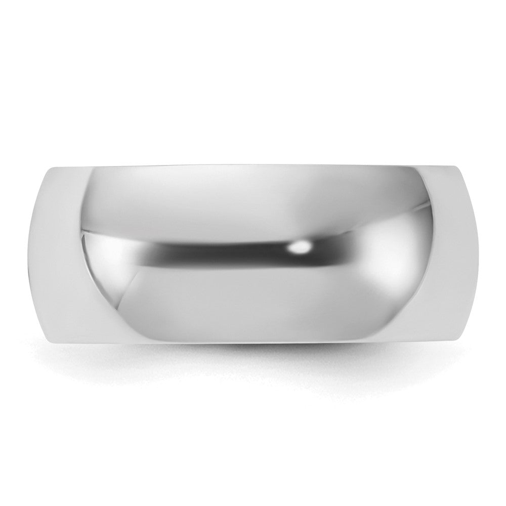 Sterling Silver Rhodium-plated 8mm Half-Round Size 8.5 Band