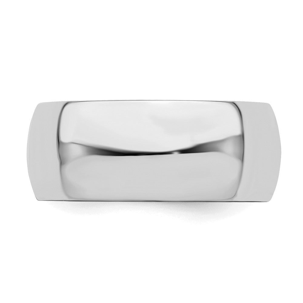 Sterling Silver Rhodium-plated 8mm Half-Round Size 12 Band