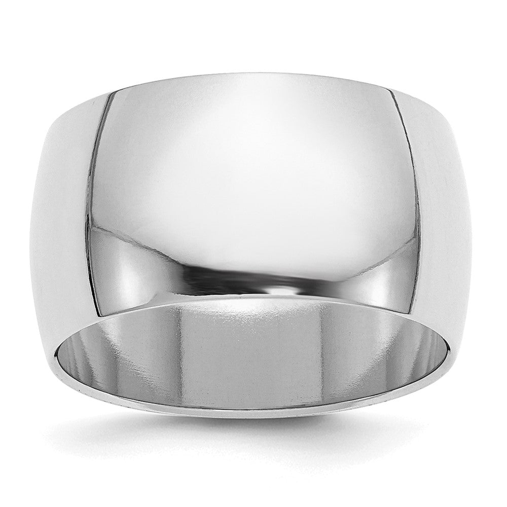 Sterling Silver Rhodium-plated 12mm Half-Round Size 9 Band