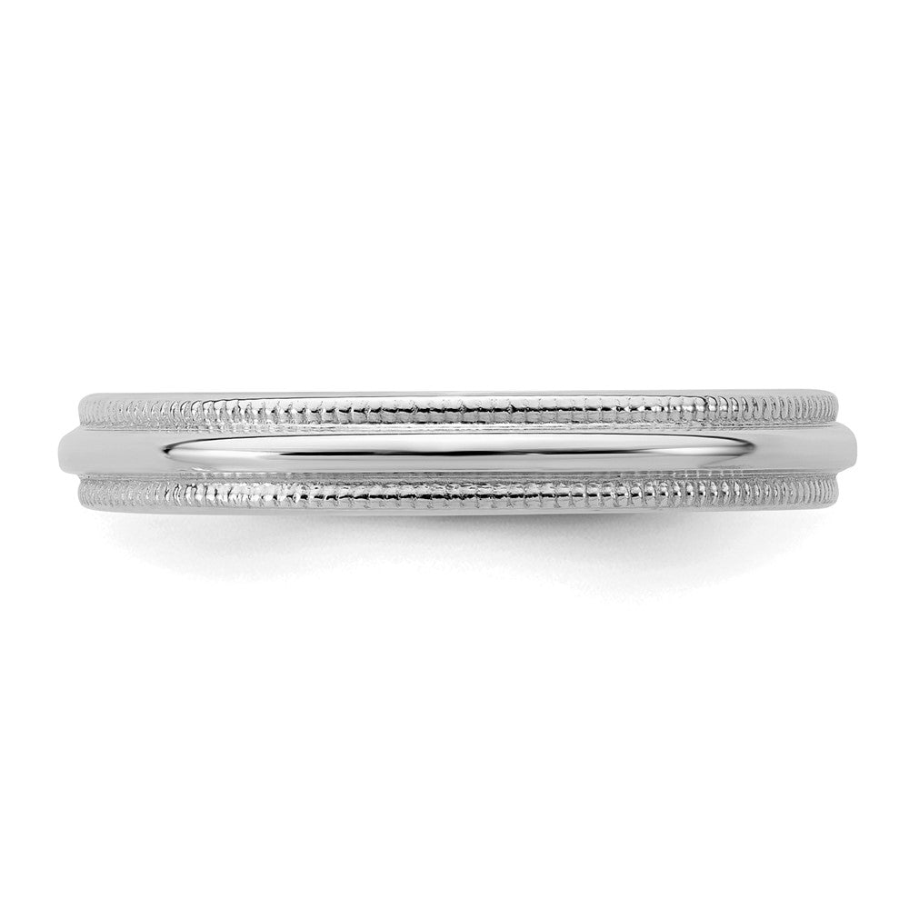 Sterling Silver Rhodium-plated 3mm Half Round Milgrain Size 8.5 Band