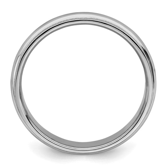 Sterling Silver Rhodium-plated 4mm Half Round Milgrain Size 11 Band