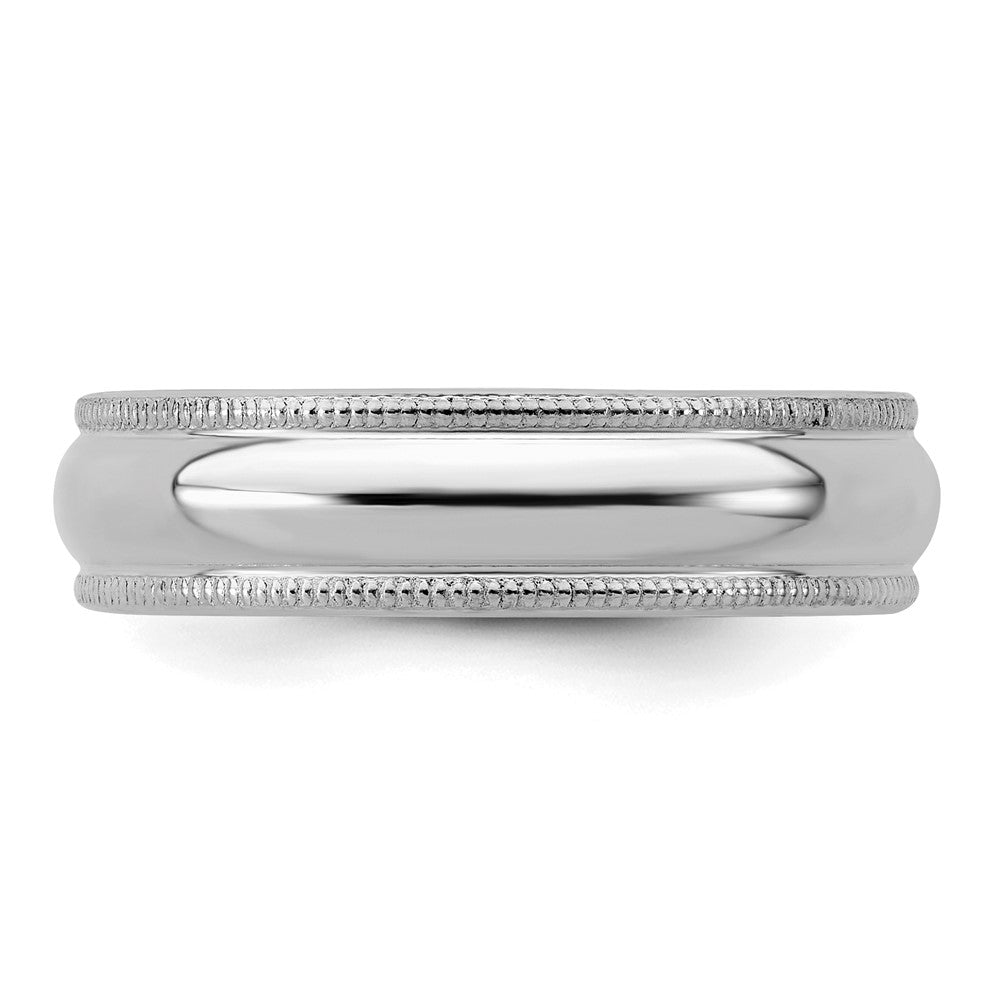Sterling Silver Rhodium-plated 5mm Half Round Milgrain Size 7 Band