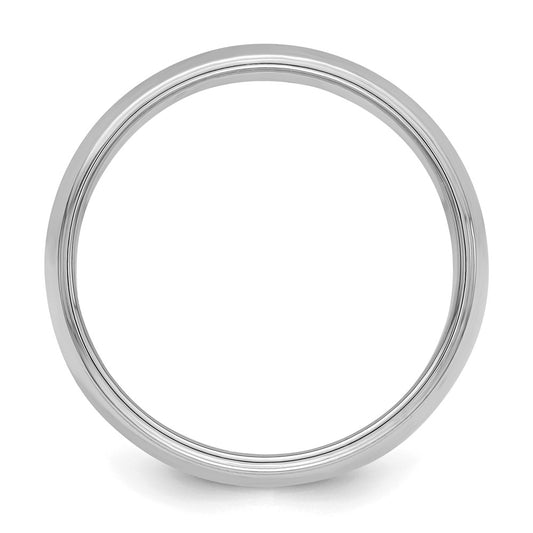 Sterling Silver Rhodium-plated 7mm Half Round Milgrain Size 5 Band