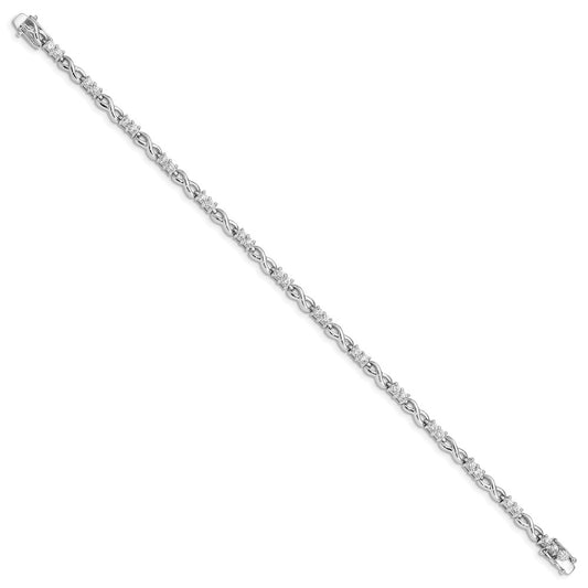 Sterling Silver Rhodium-plated CZ Infinity Bracelet