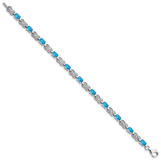 Sterling Silver Rhodium-plated Blue Topaz Bracelet