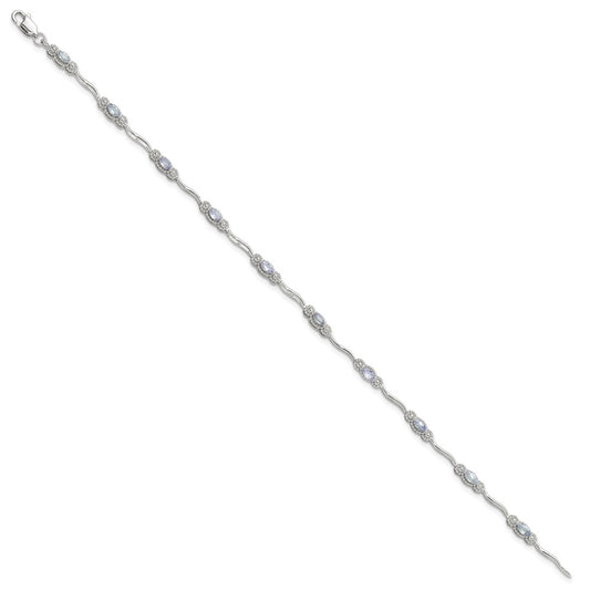 Stering Silver Rhodium-plated Polished Tanzanite 7.5 inch Bracelet