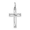 Sterling Silver Rhodium-plated Laser Designed Cross Charm