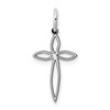 Sterling Silver Rhodium-plated Laser Designed Cross Charm