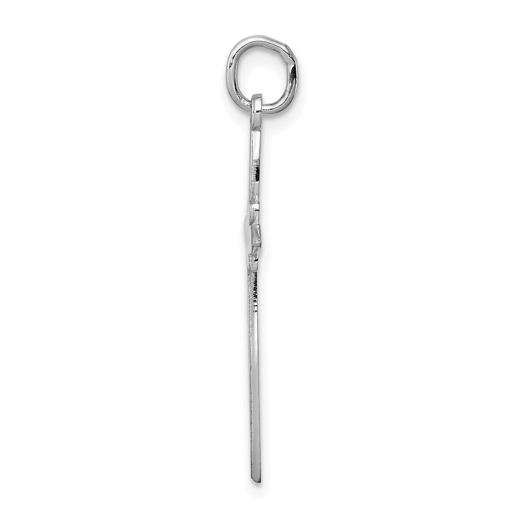 Sterling Silver Rhodium-plated Laser Designed Cross Pendant