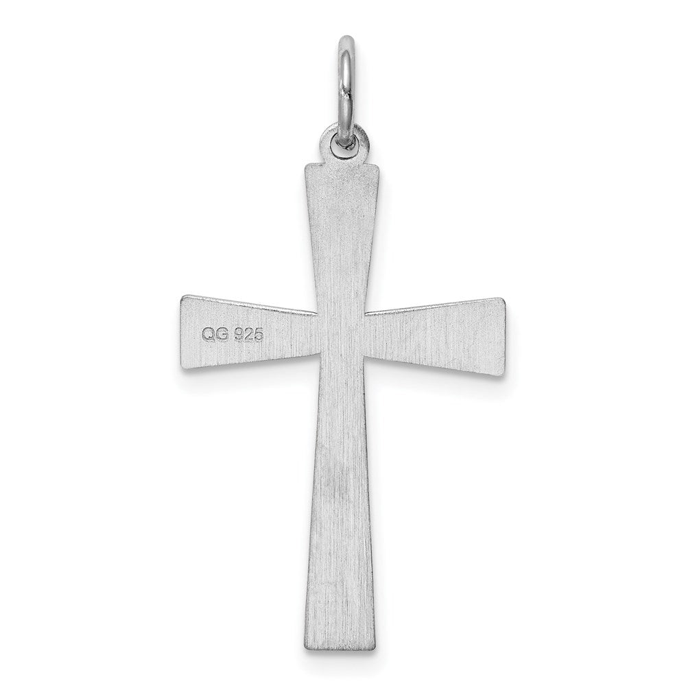 Sterling Silver Rhodium-plated Laser Designed Cross Pendant