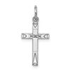 Sterling Silver Rhodium-plated Laser Designed Cross Charm