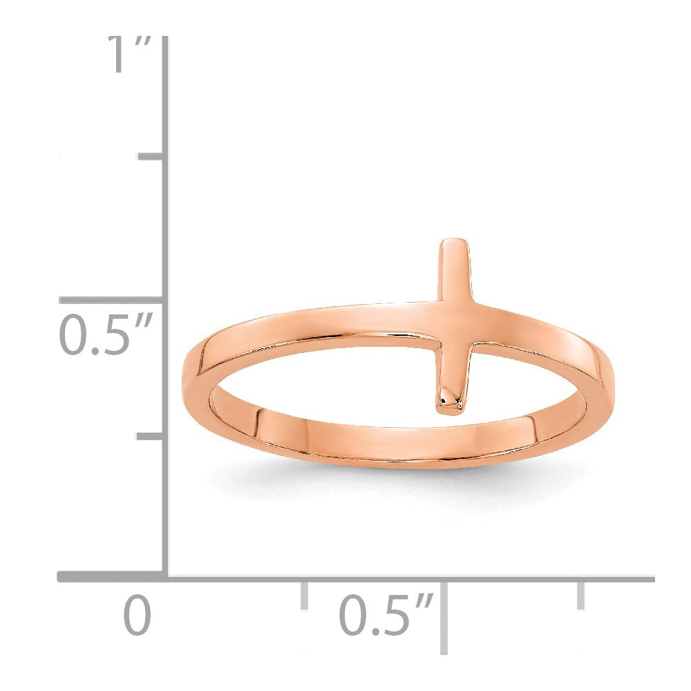 10k Rose Gold Sideways Cross Ring