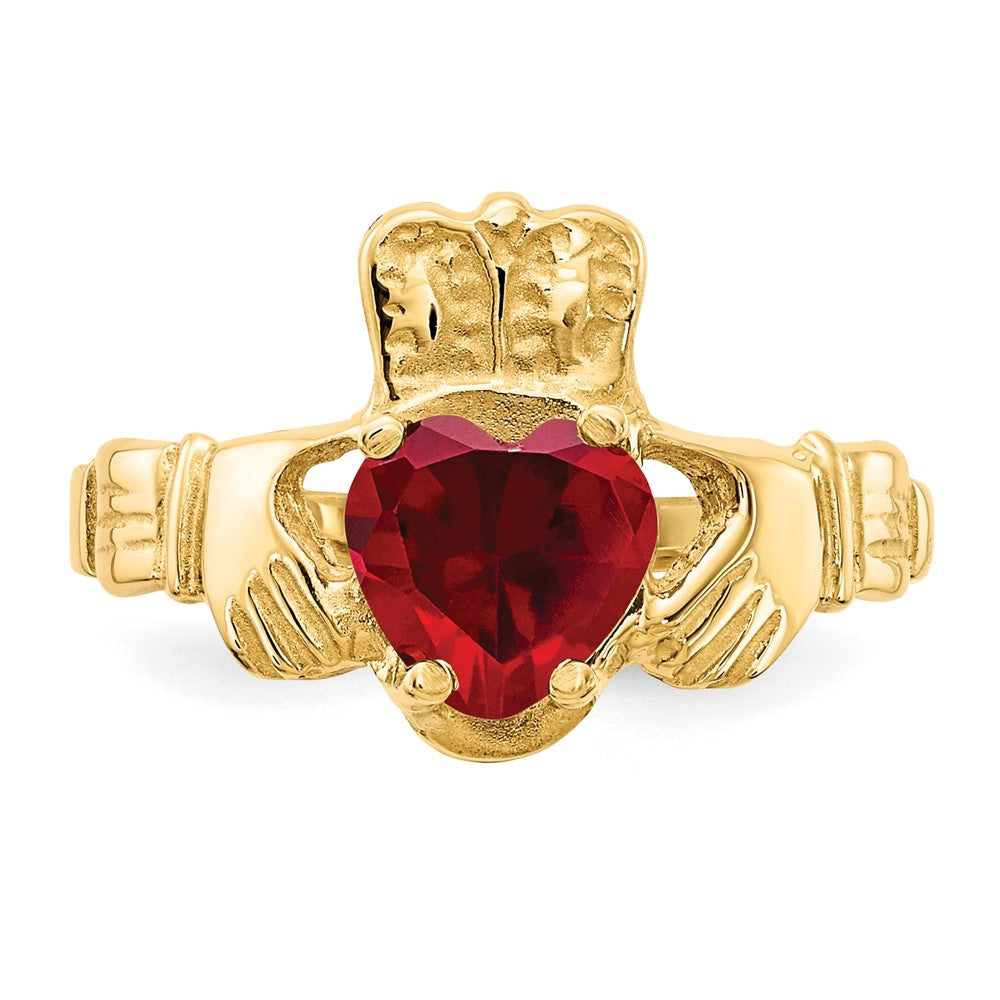 14k January CZ Heart Birthstone Claddagh Ring