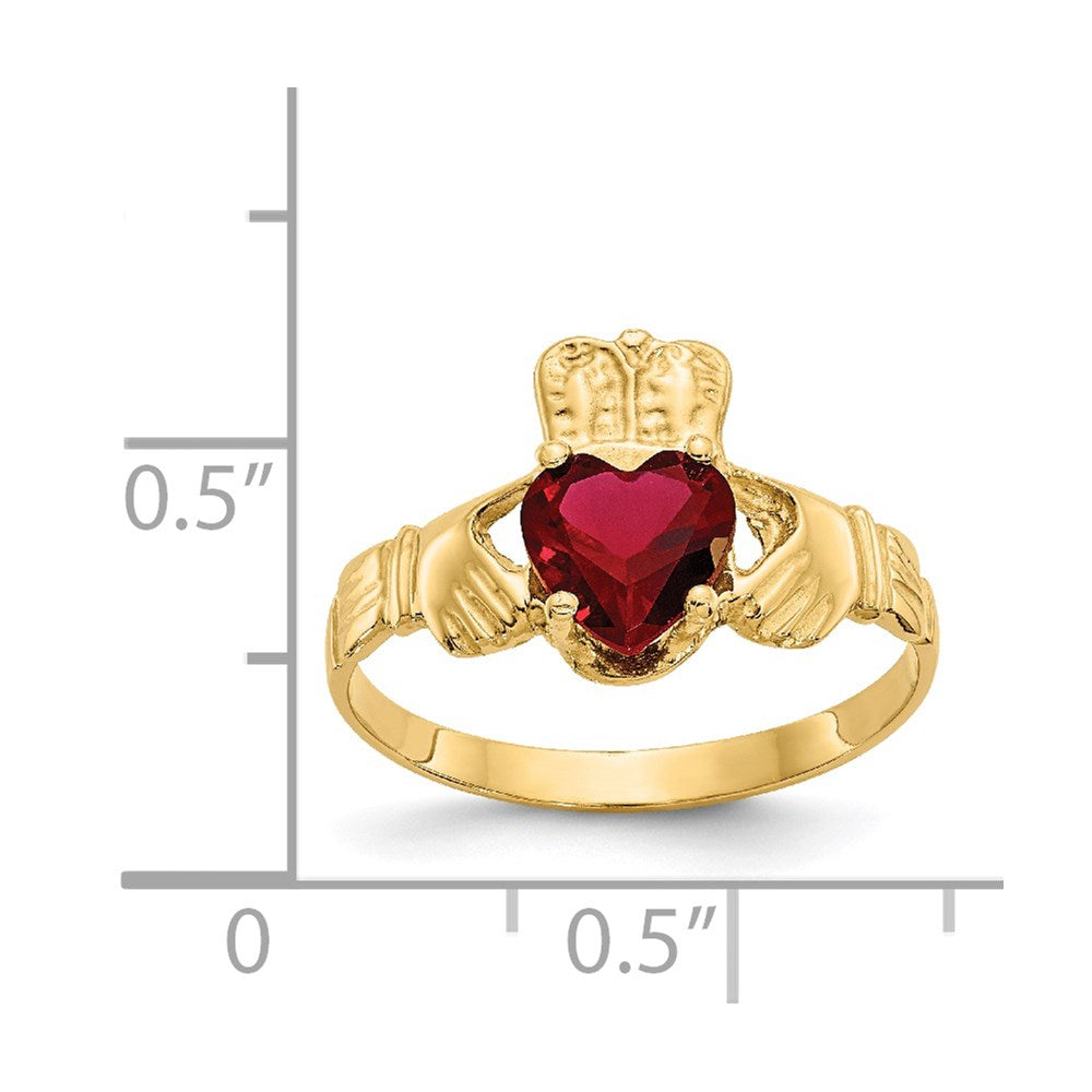 14k January CZ Heart Birthstone Claddagh Ring