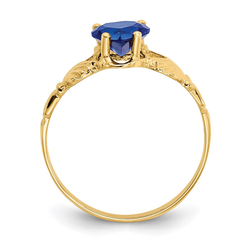 14k September CZ Heart Birthstone Claddagh Ring