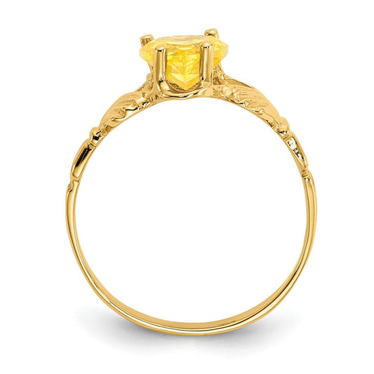 14k November CZ Heart Birthstone Claddagh Ring
