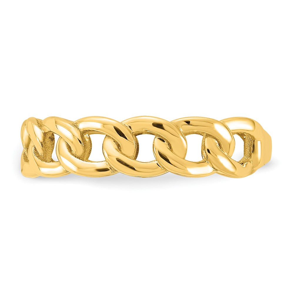 10ky Polished 5mm Curb Link Ring Size 7
