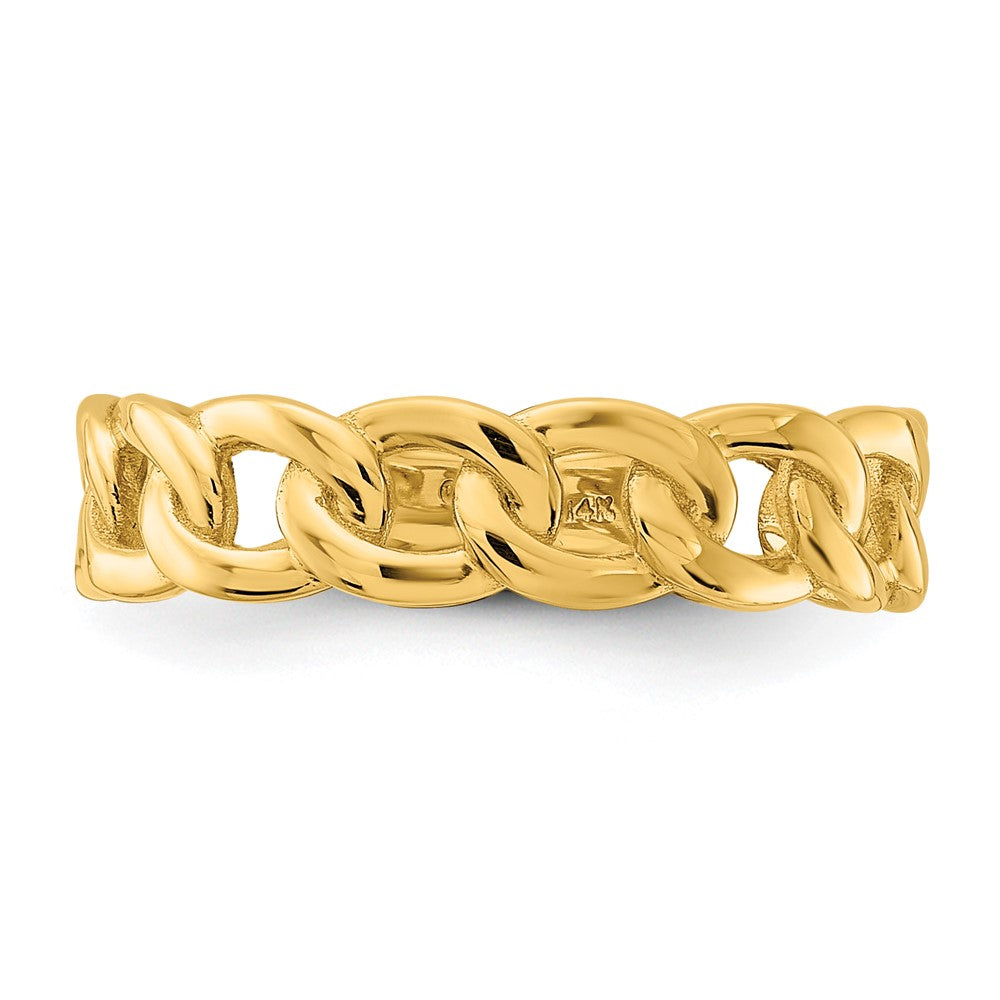 10ky Polished 5mm Curb Link Ring Size 7