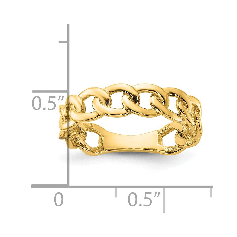 10ky Polished 5mm Curb Link Ring Size 7
