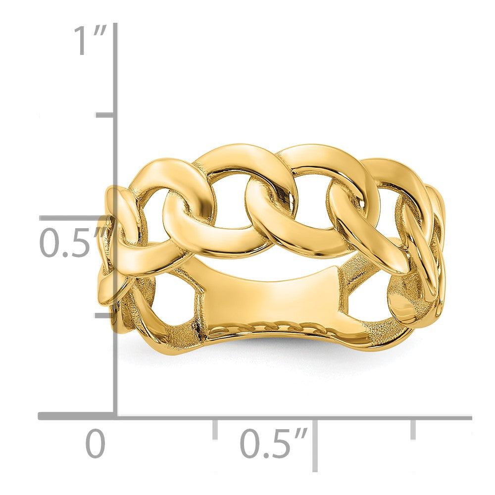 10ky Polished 8mm Men's Curb Link Ring Size 10