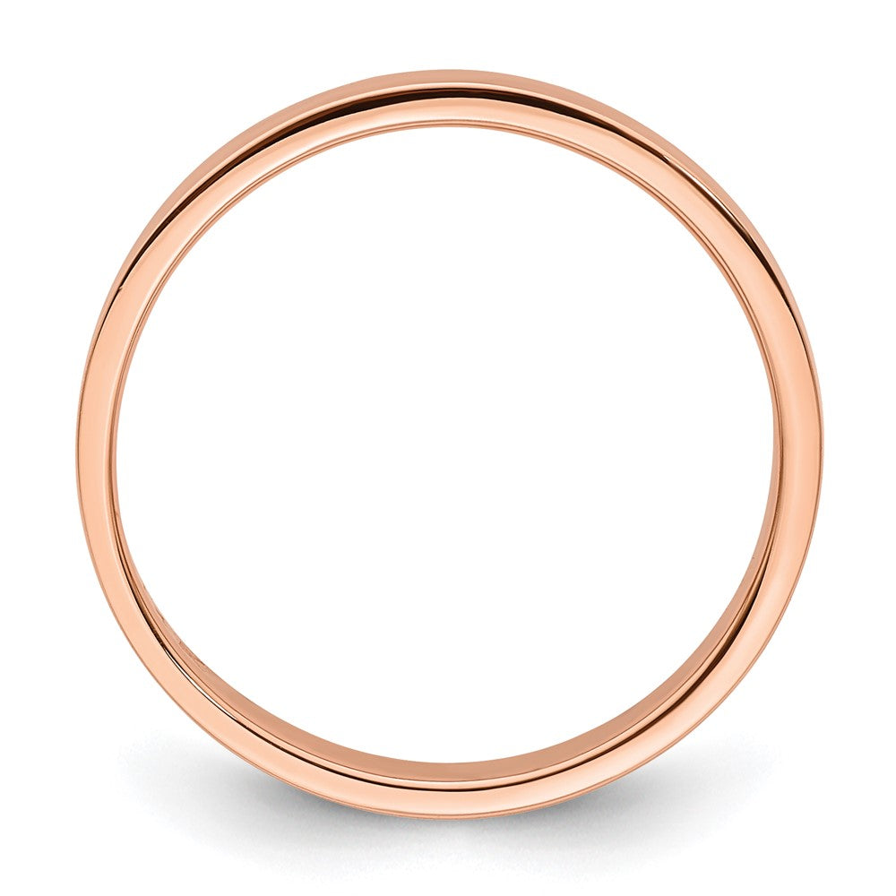 14k Rose Gold 3mm Lightweight Flat Wedding Band Size 6.5