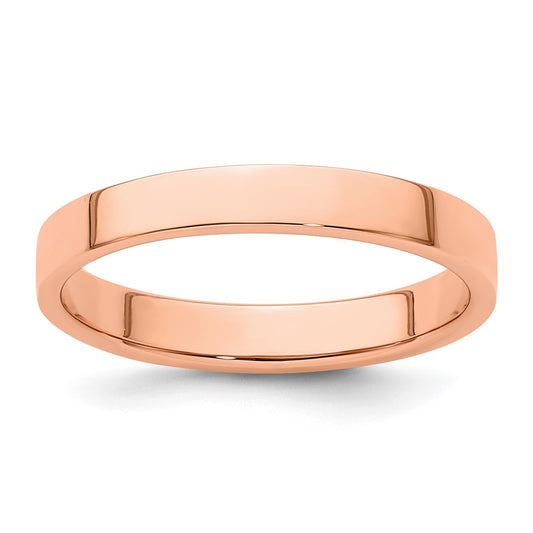 14k Rose Gold 3mm Lightweight Flat Wedding Band Size 6.5