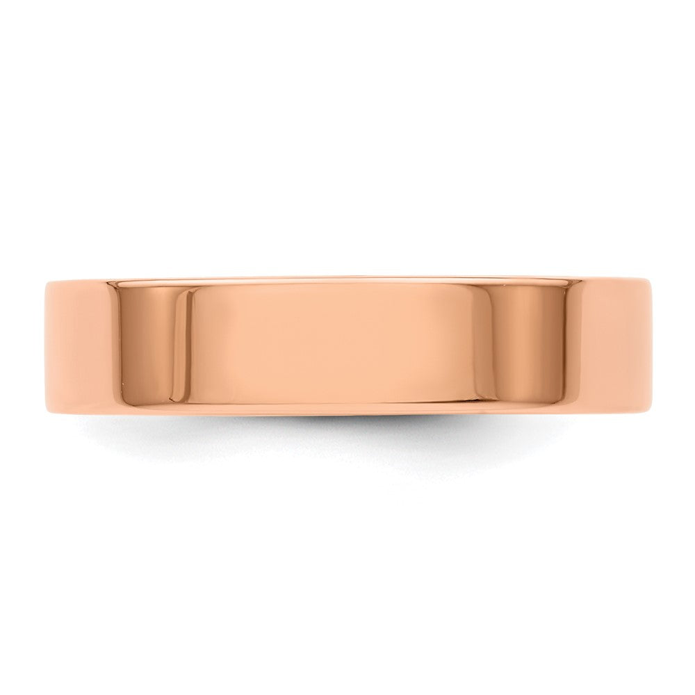14k Rose Gold 5mm Lightweight Flat Wedding Band Size 6