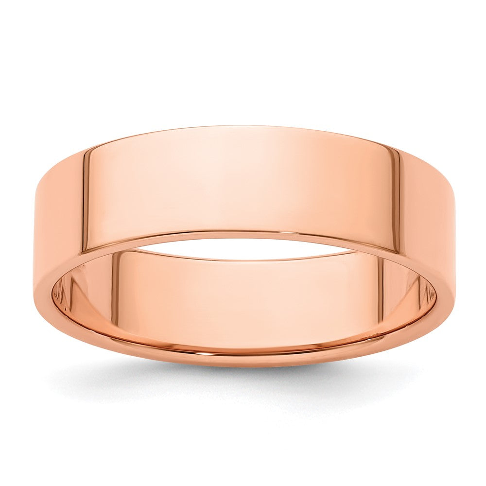 14k Rose Gold 6mm Lightweight Flat Wedding Band Size 8.5