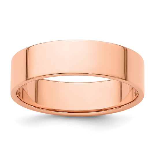 14k Rose Gold 6mm Lightweight Flat Wedding Band Size 8.5