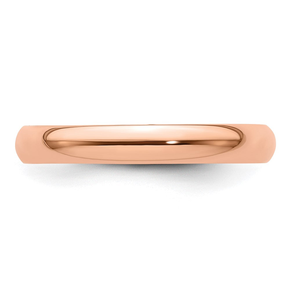 14k Rose Gold 3mm Lightweight Half Round Wedding Band Size 10