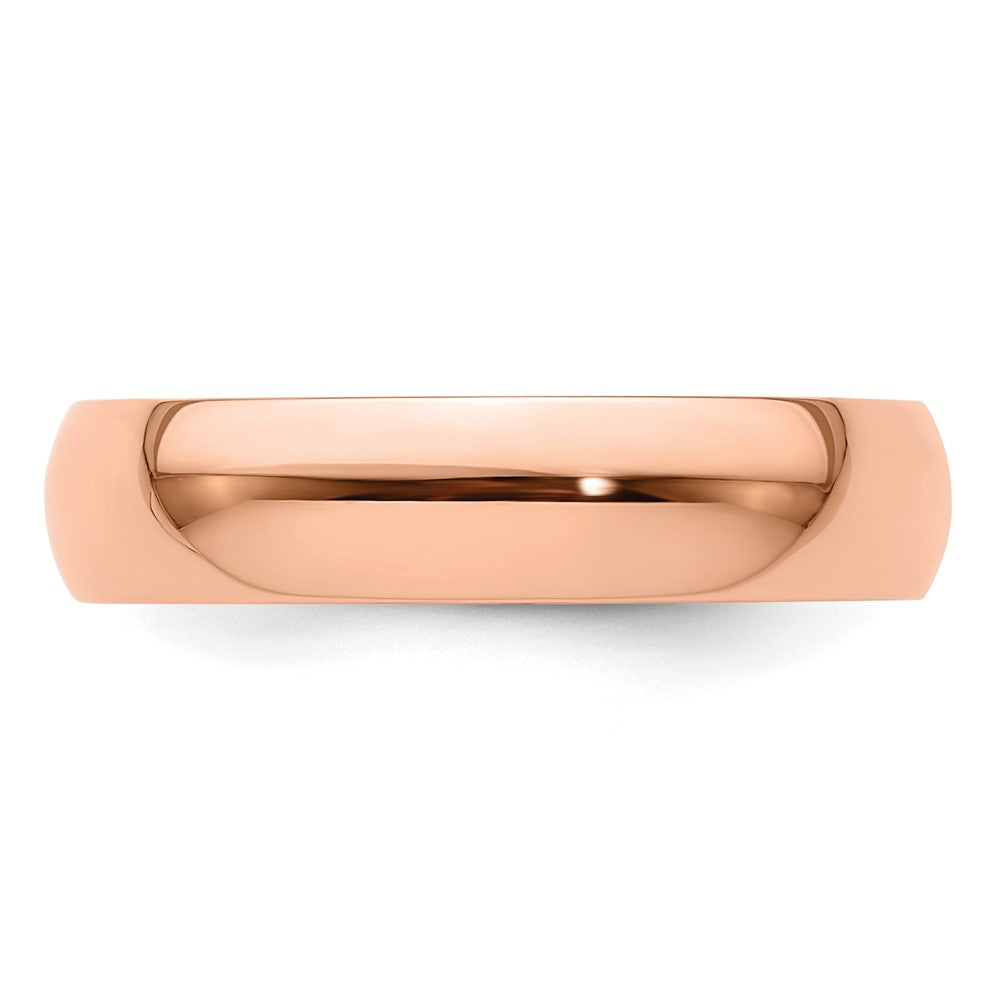 14k Rose Gold 5mm Lightweight Half Round Wedding Band Size 6