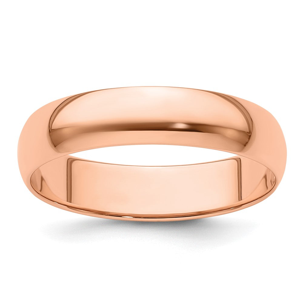 14k Rose Gold 5mm Lightweight Half Round Wedding Band Size 6