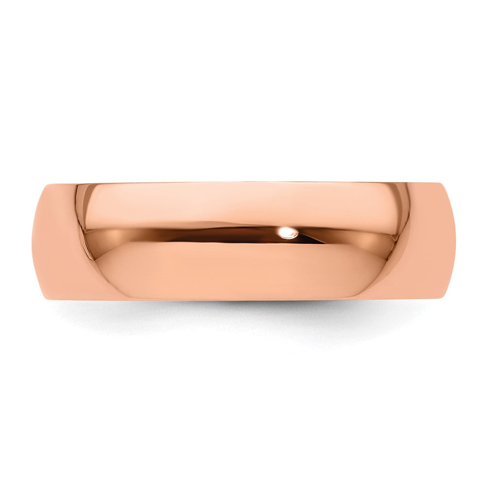 14k Rose Gold 6mm Lightweight Half Round Wedding Band Size 12