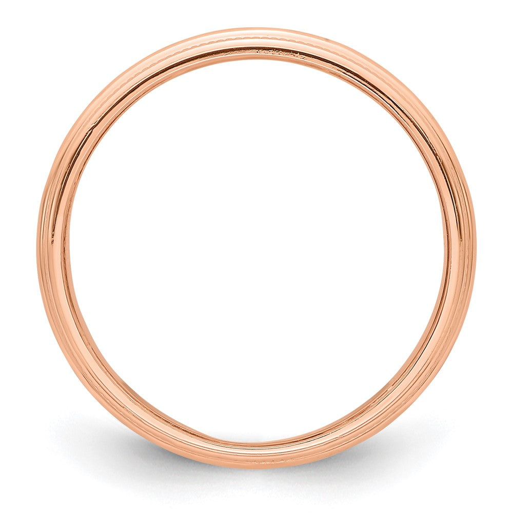 14k Rose Gold 3mm Milgrain Half-Round Wedding Band Size 9