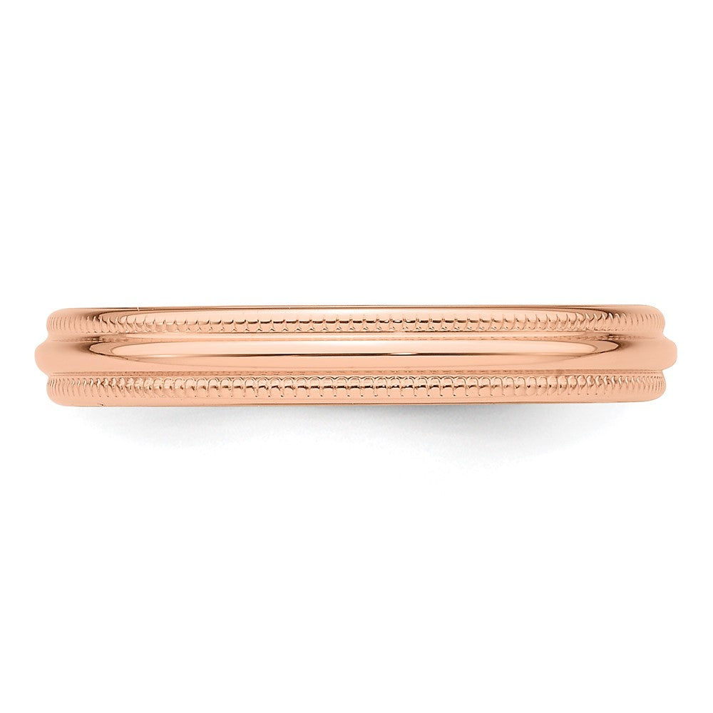 14k Rose Gold 3mm Milgrain Half-Round Wedding Band Size 9