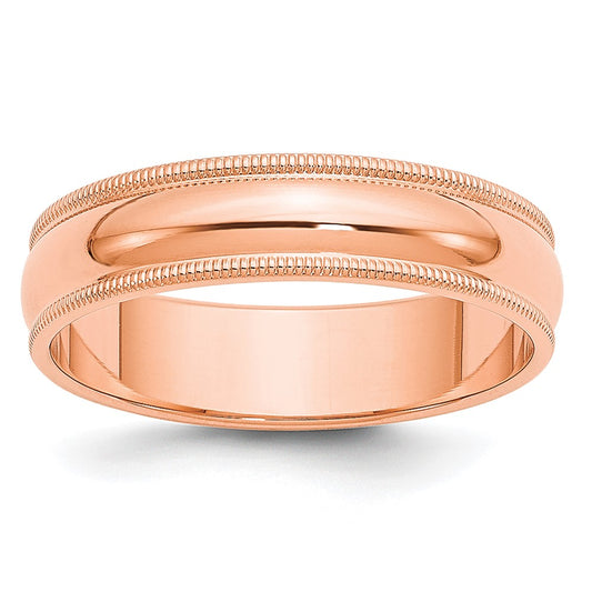 14k Rose Gold 5mm Milgrain Half-Round Wedding Band Size 9.5